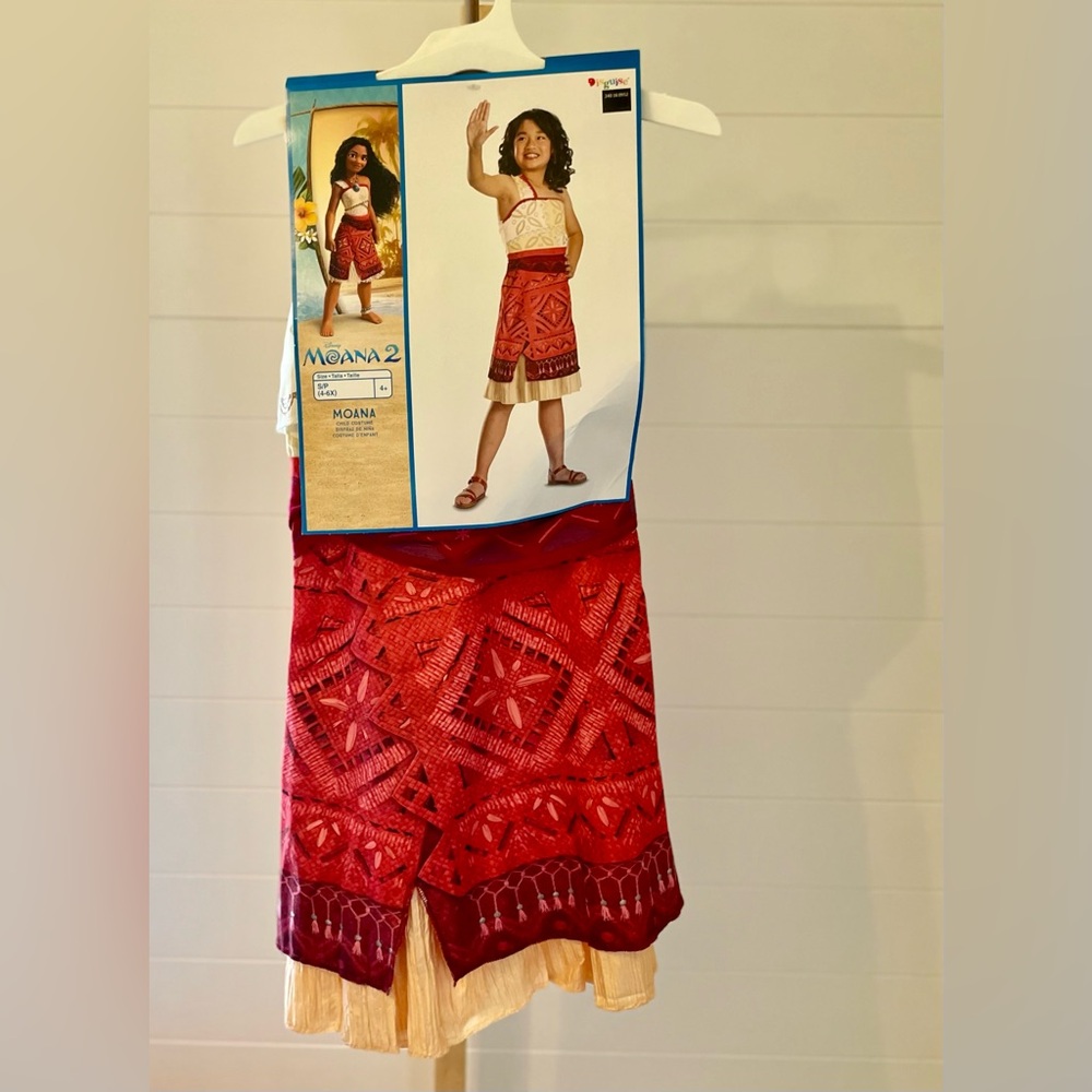 Disney Moana 2 Child Costume Girls Size 4-6X‎ Disguise One Shoulder Dress New